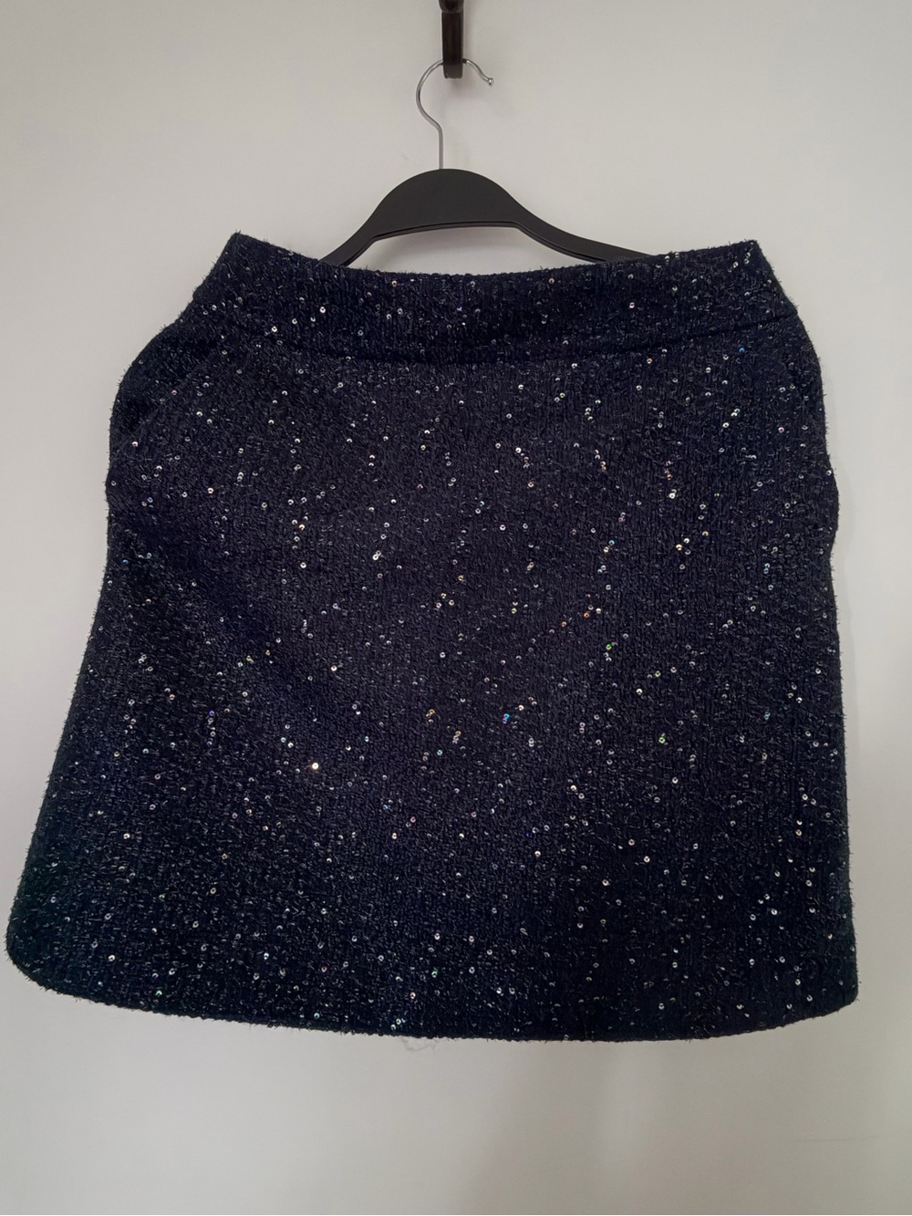 LOFT Sparkle Knit Blue Sequin A-Line Skirt